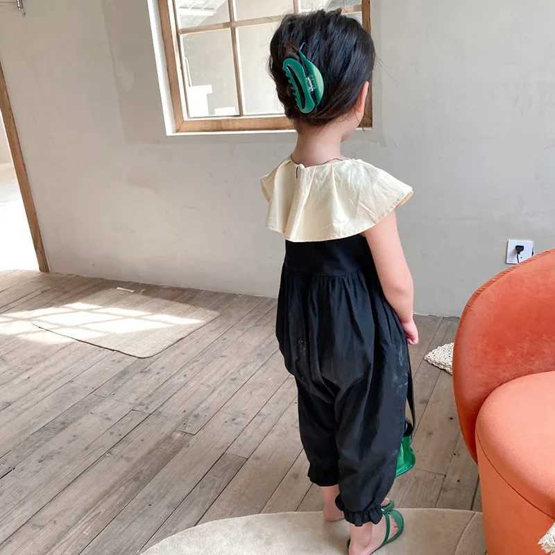 Childrens jumpsuit childrens tight fitting suit jumpsuit full body harem pants detachable jumpsuit sleeveless game suit childrens loose fitting set W2