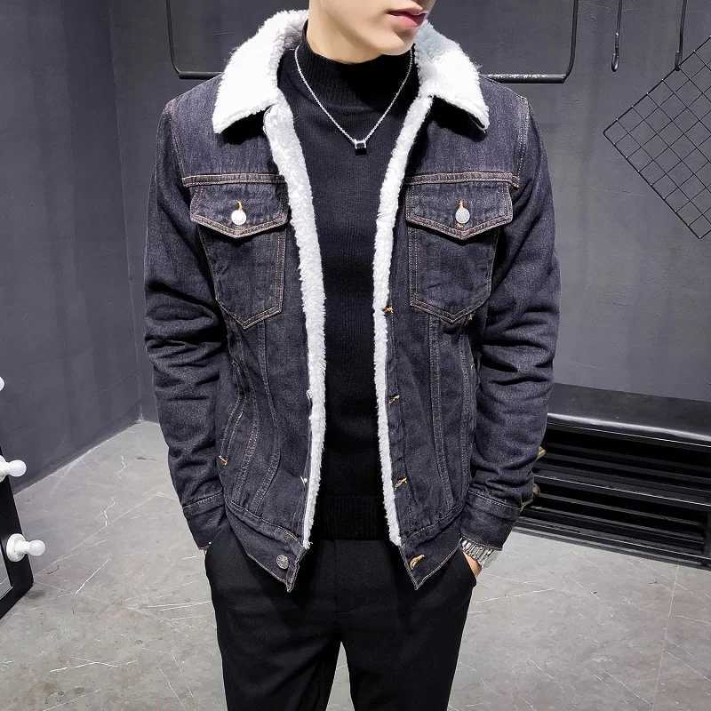 Designer jacket New Male Thick Warm Denim Coats Large Size Wool Liner Black Jean CoatsMen Winter Denim Jackets Light Blue Jean Jackets Size6XL M240819