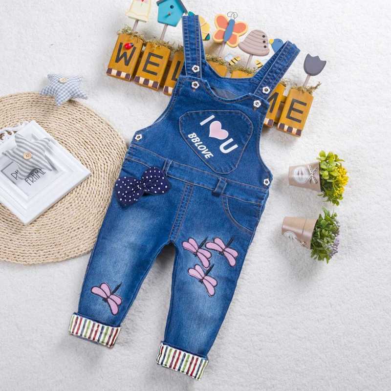 IENENS childrens jumpsuit baby girl clothing Trouser childrens girl pants denim jeans Overalls Dungarees W241227