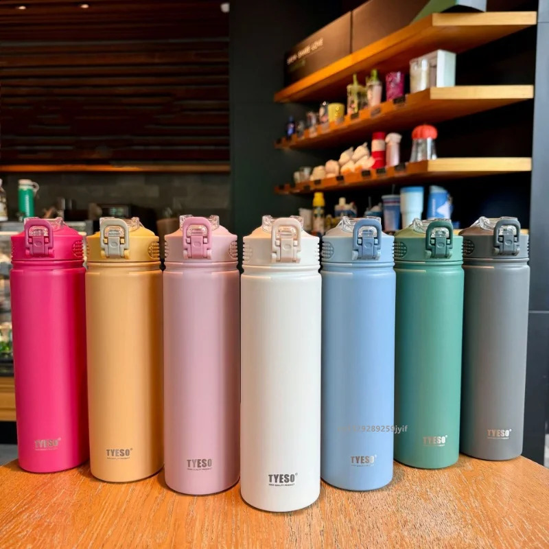 600ML/750ML water bottle with straw stainless steel vacuum insulated water bottle travel mug Termica 240816