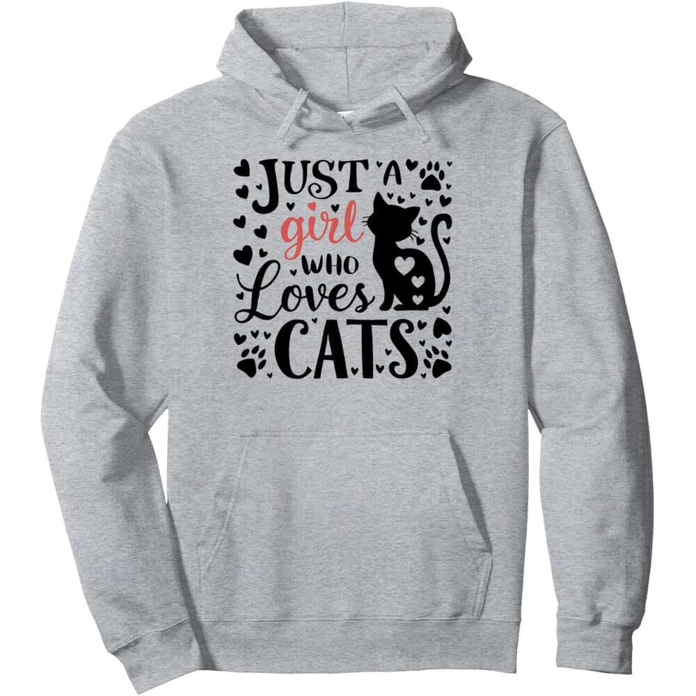 Hoodie for Mens Womens Cats Just a Girl Who Loves Adorable Cat Paws Hearts Pullover Hoodie Hoodies sweatshirt pullover jacket Long sleeve