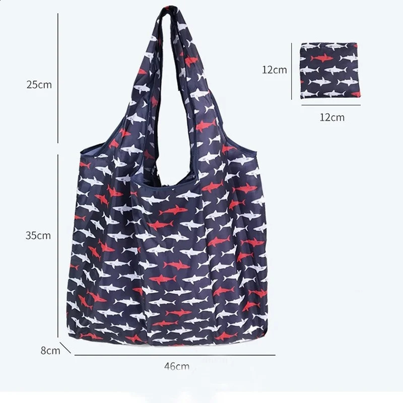 Fashion Printing Foldable EcoFriendly Shopping Bag Tote Folding Pouch Handbags Convenient Largecapacity for Travel y240819ZYl