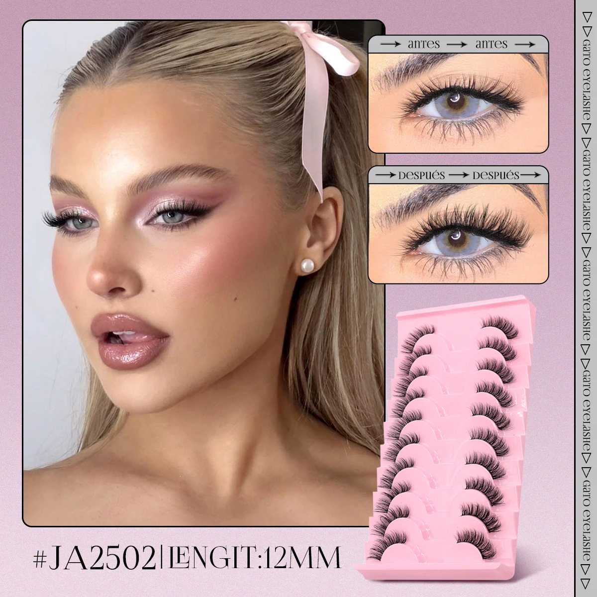 Groinneya semi false eyelashes semi soft natural cat eye eyelashes natural appearance unviable with fluffy eyelashes W240803