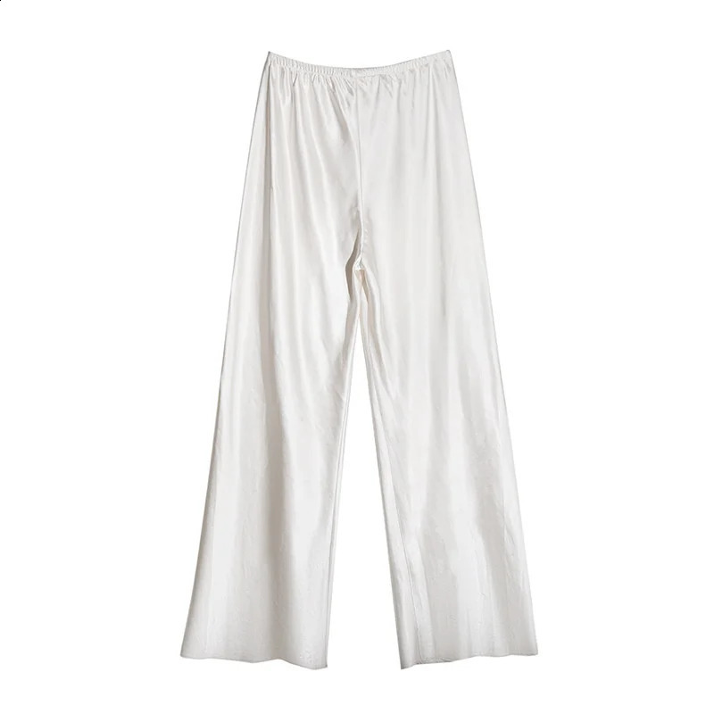 Satin Wide Leg Pants Long Floor Casual Pants Womens Summer 240816