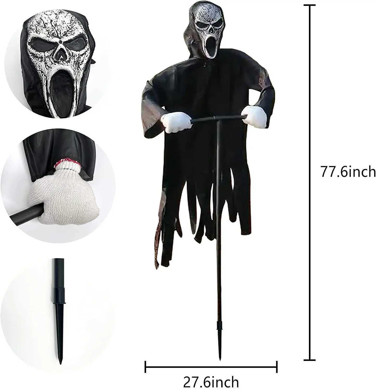 Garden Ghostface Scarecrow Halloween Decor Outside Hanging Scary Ghost Scarecrow Decorations Creative Courtyard Bird RepellerXJ240817