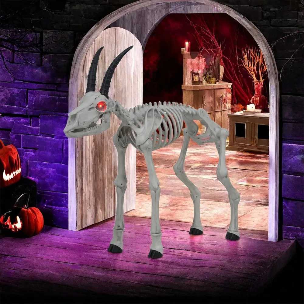 Goat Skeleton Halloween Decoration Evil Sheep Halloween Skeleton Animal Horror Atmosphere Decoration Prop Halloween Skeleton CL240819