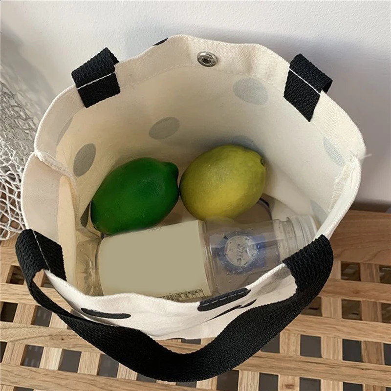 Women Dot Printed Shoulder bag Korean Style Students School Large Capacity Canvas Bag Cute Shopping Bags Underarm 240816