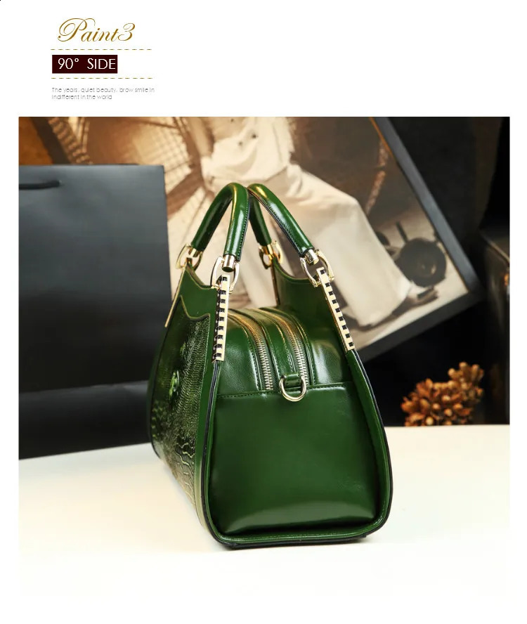 Genuine leather pattern handbag Women middle-aged female mother shoulder messenger multi-layer large bag 240816 c35d 4