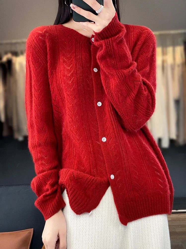Wool cardigan womens clothing O-neck sweater sleeveless top knitted top Korean fashion jacket crochet 240819