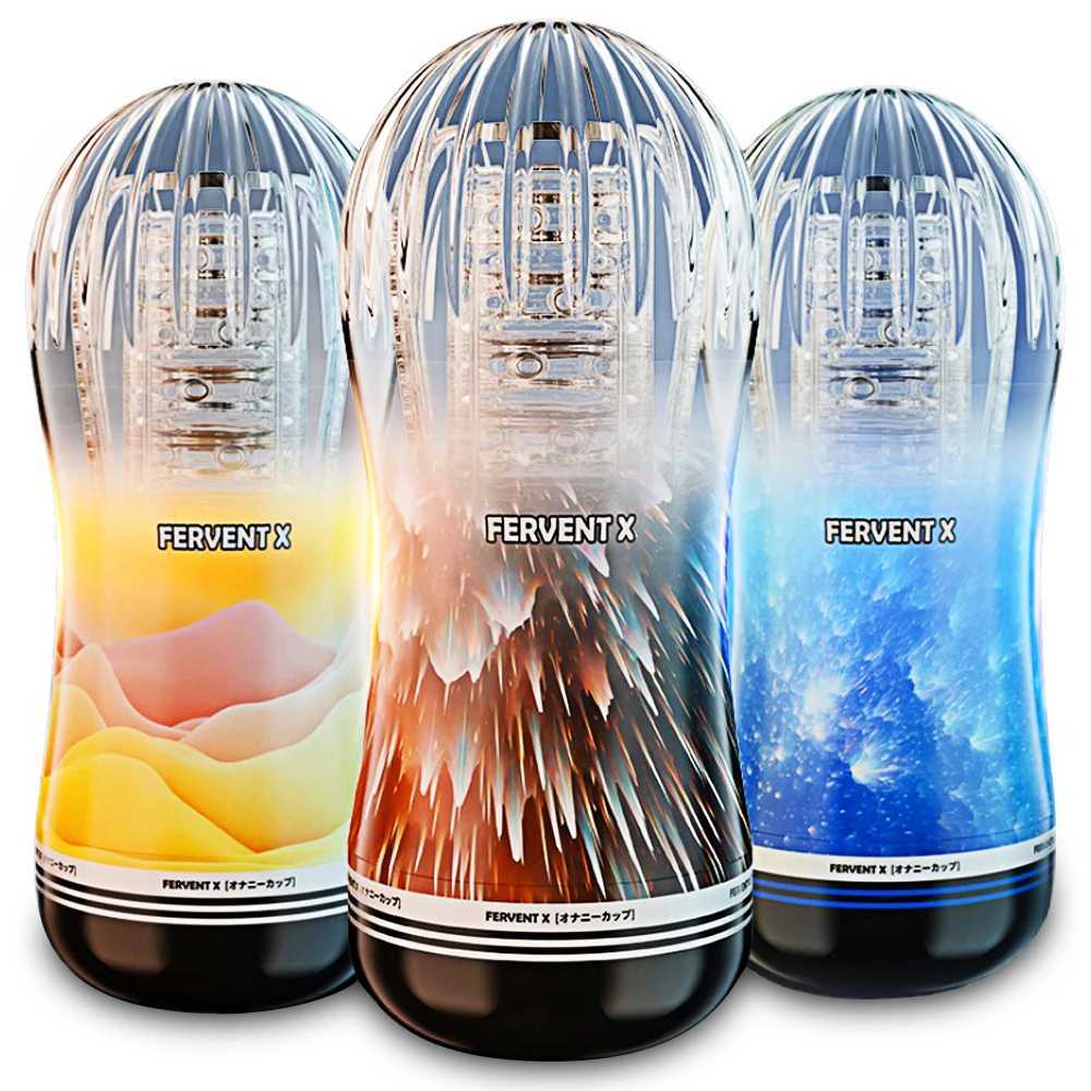 Mens Masturbation Cup Soft Silicone Cat Transparent Vagina Adult Products Endurance Sports Vacuum Pocket Sex ToyW250408