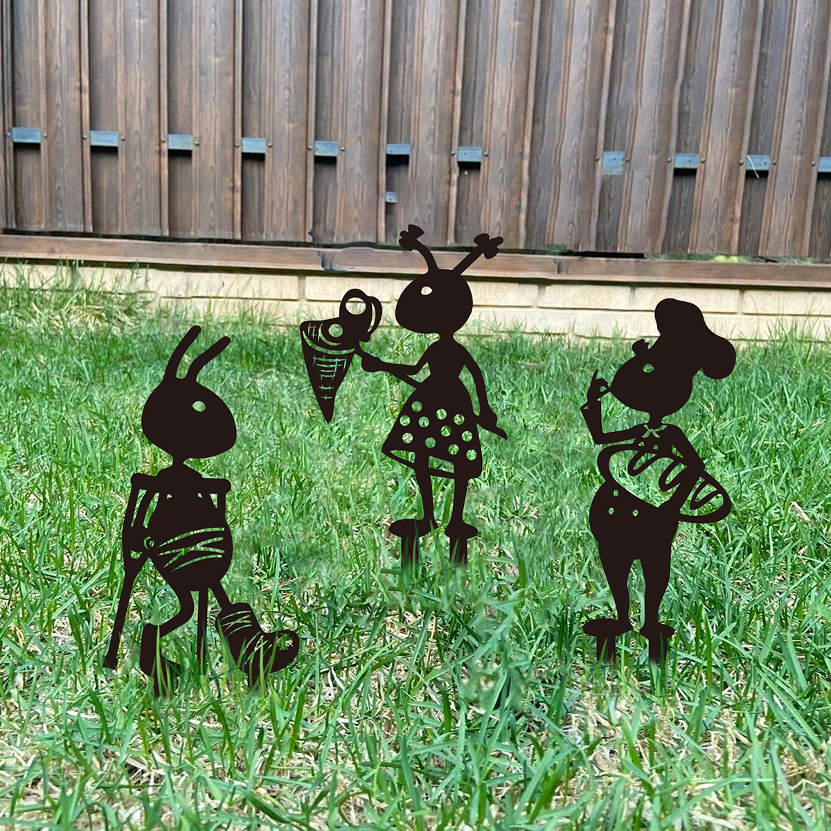 Home Garden Patio Fence Yard Lawn Art Decor Ant Silhouette Garden With Stakes