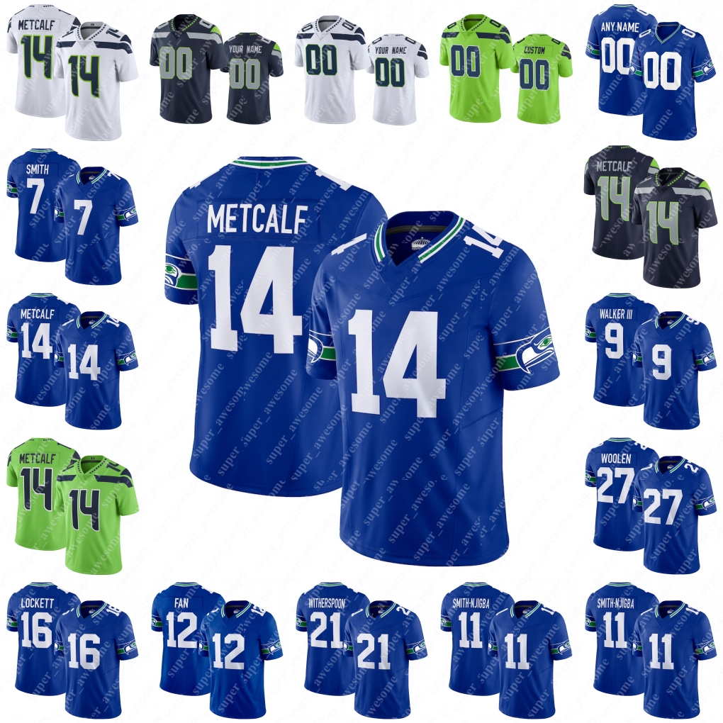 Seahawks Football Jersey Metcalf Smith Walker III Lockett Witherspoon Njigba Wo…
