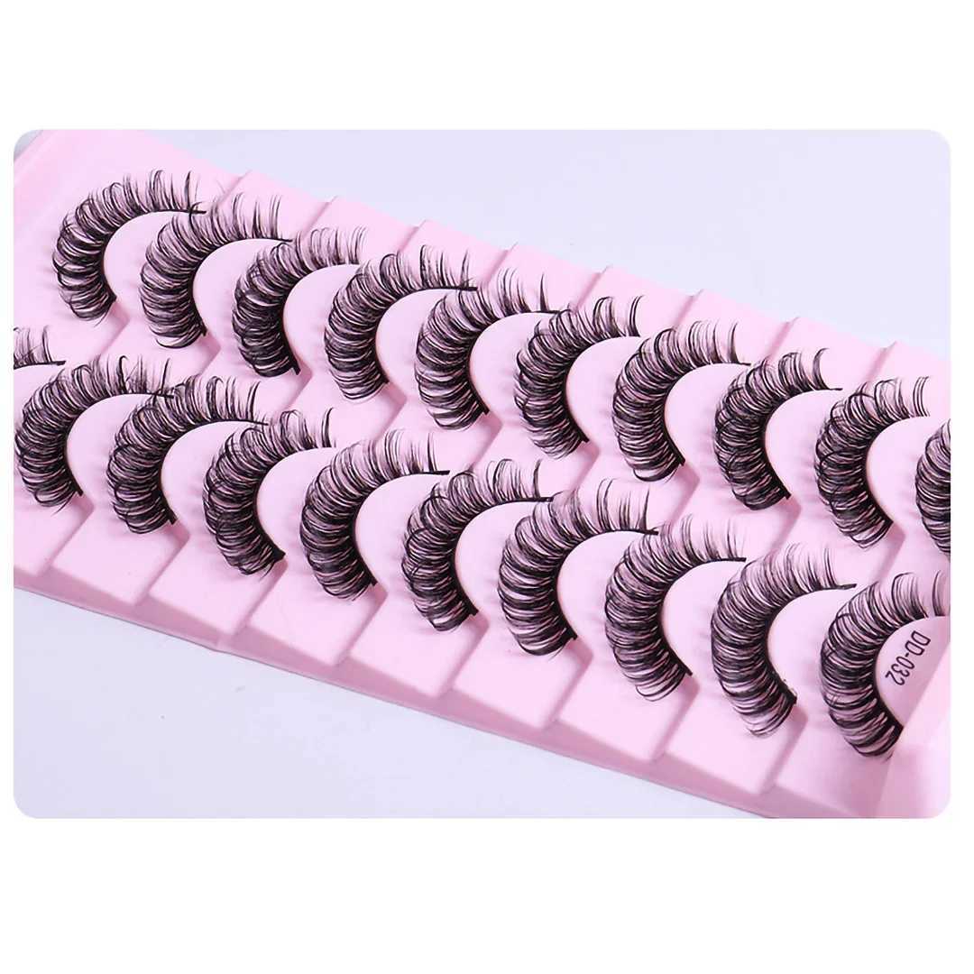 10 pairs of DD curly eyelashes 10-23mm Russian false eyelashes 3D mink eyelashes reusable fluffy false eyelash extension W240803