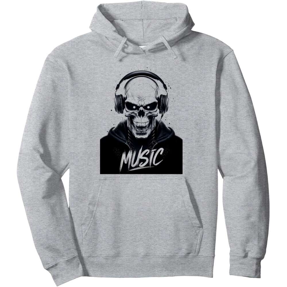 Halloween Hoodie for Mens Womens Music Skull Headphones Rock Metal Gifts Graphic Tees Pullover Hoodie Hoodies sweatshirt pullover jacket Long sleeve