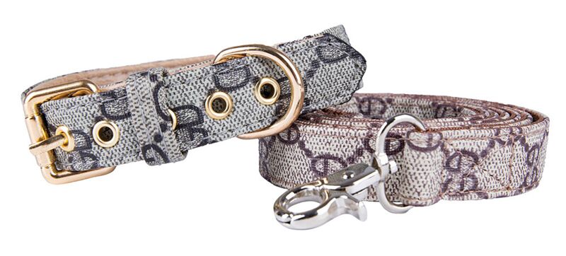 Dog Collars Leash Set Classic Presbya Designer Letters Pattern Print Leashes PU Leather Fashion Casual Adjustable Dogs Cats Neck Strap Cute Pet Collar