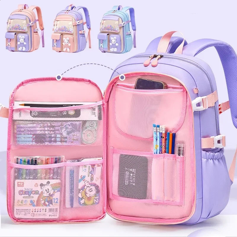Quicksand style elementary school student schoolbag spine protection backpack waterproof large capacity backpack 240819