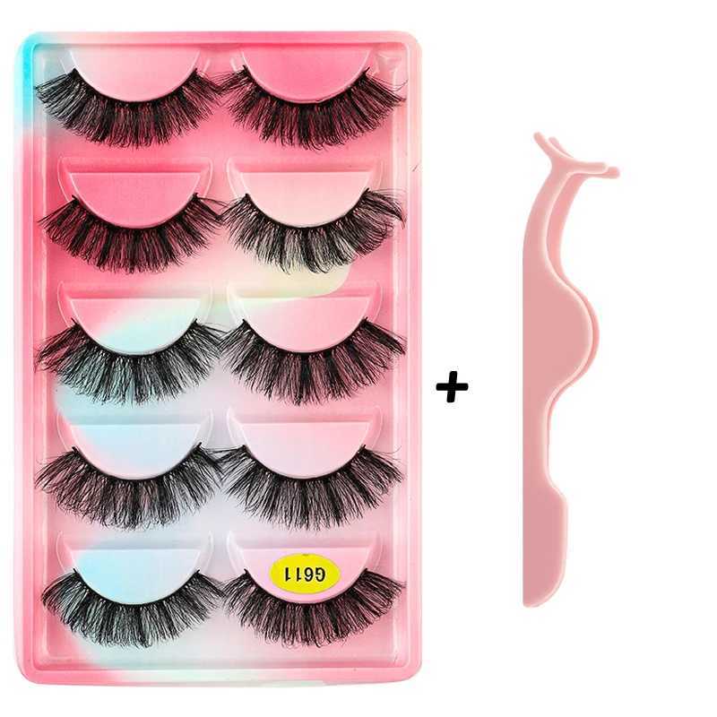 YSDO fake eyelashes 5 pairs of 3D mink eyelashes cruel no Maquiagem Winged soft eyelash extension thick fake eyelash makeup tool W240803