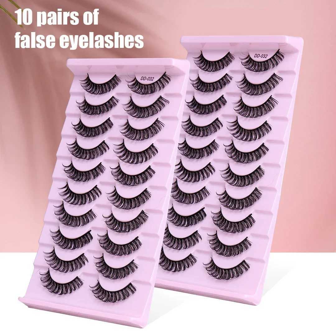 10 pairs of DD curly eyelashes 10-23mm Russian false eyelashes 3D mink eyelashes reusable fluffy false eyelash extension W240803