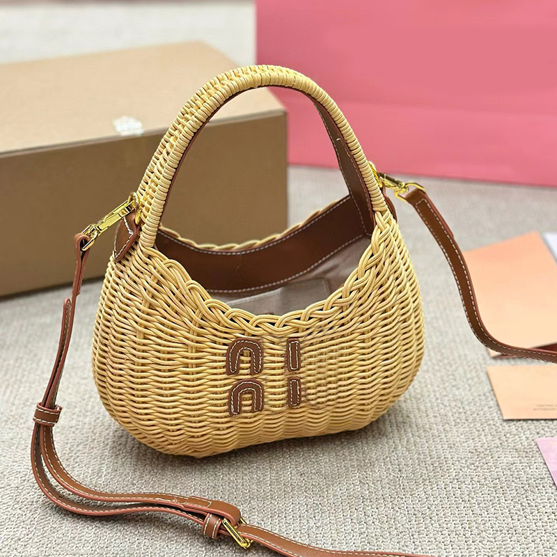Designer Top Handlde Hobo Straw Bags Fashion Woman Crossbody Bags New Small Woven Luxury Beach Bag Handbags Totes