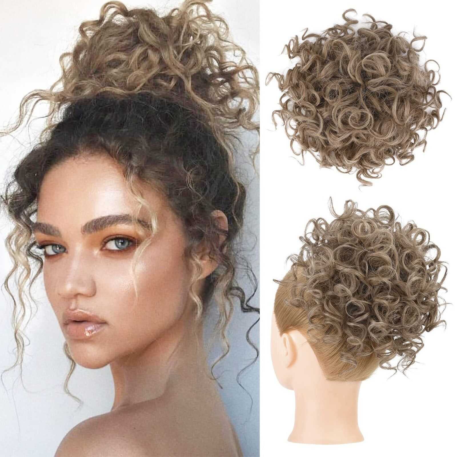 Synthetic Wigs High temperature silk synthetic wig with ponytail drawstring small curly short curly hair hair bun Q240819