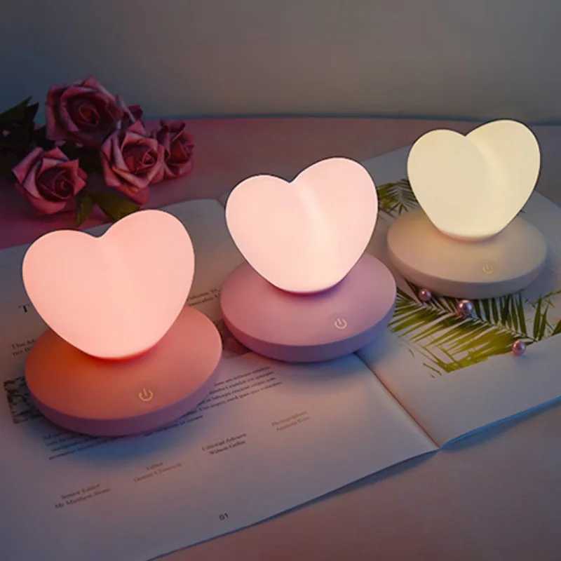 LED heart-shaped night light bedroom decoration romantic table light for Christmas and Valentines Day gifts touch bedside atmospheric light W240816