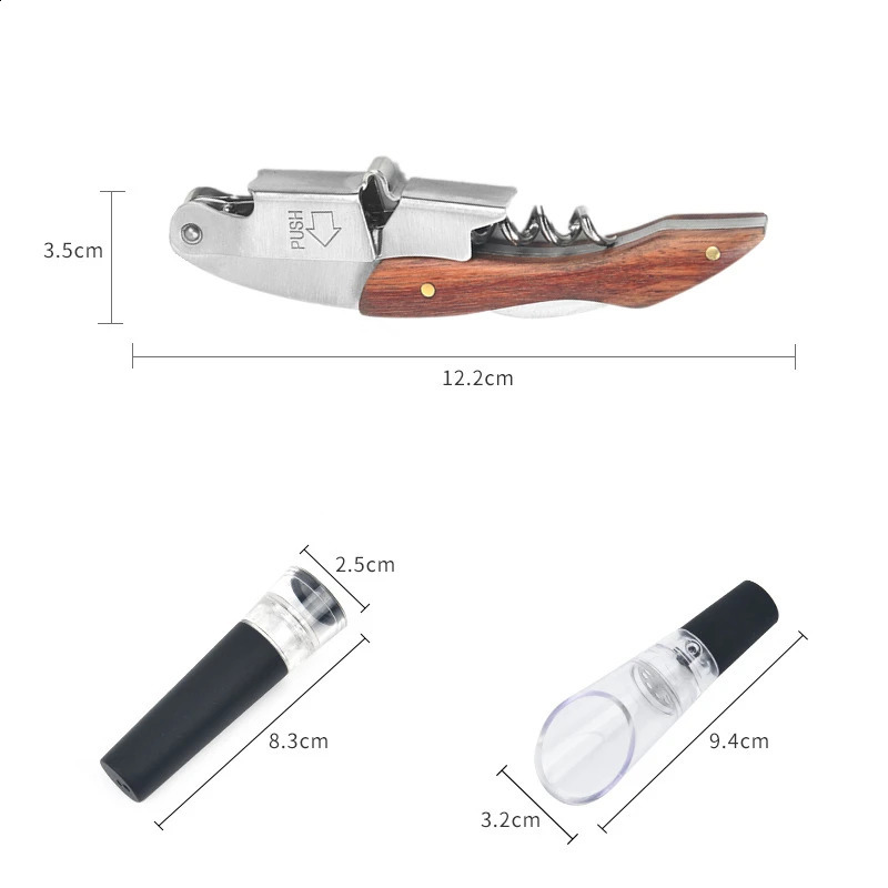 Wine Bottle Opener Set Professional Waiter Cork Stove Stainless Steel Bottle Opener and Vacuum Stopper Wine Dispenser Kitchen Accessories 240819