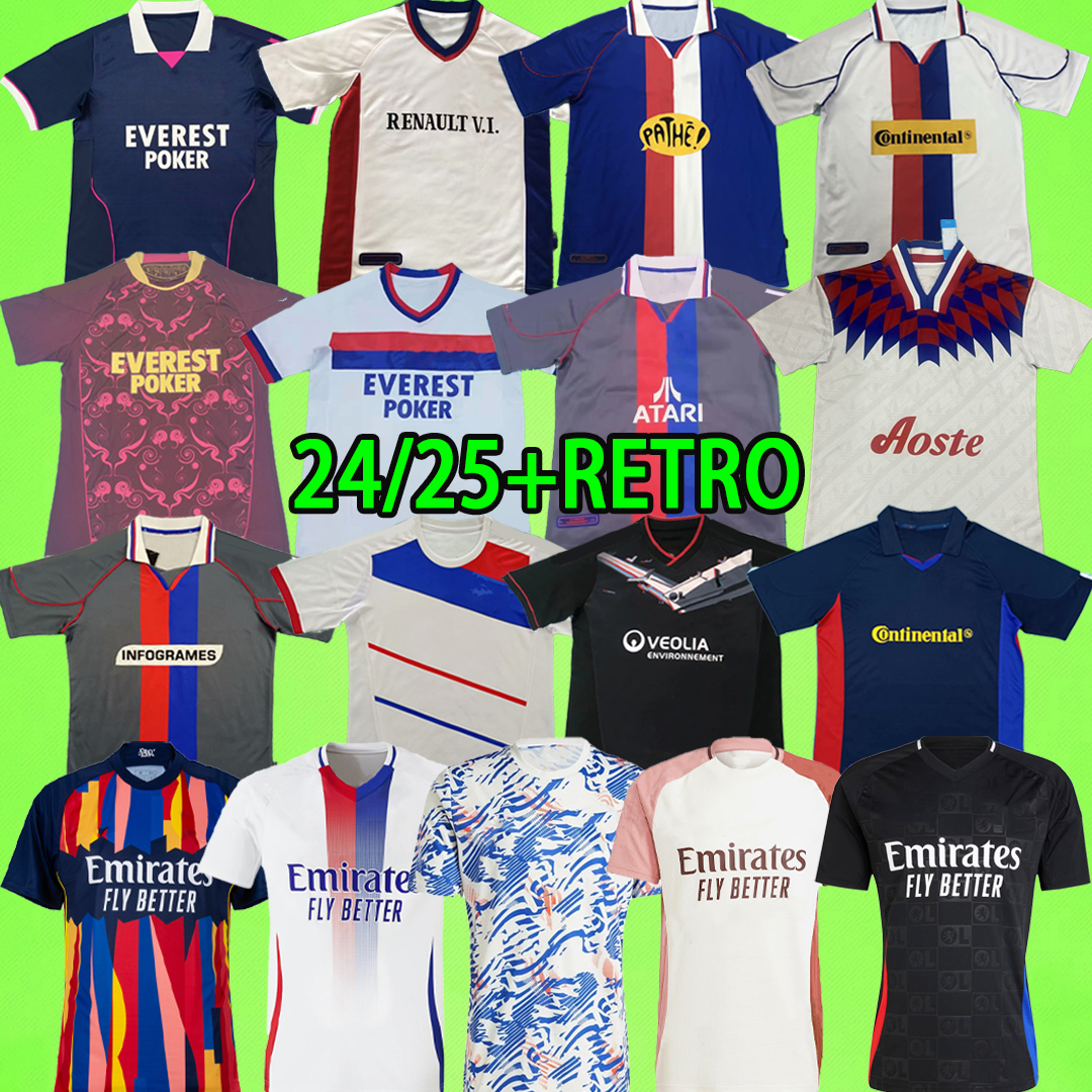 24 25 26 lyon Soccer Jerseys 2024 2025 AOUAR Men football shirts kit Fans version uniform olympique lyonnais maillot de foot ol retro 95 96 00 01 02 08 09 10 11 12 13 JUNINHO