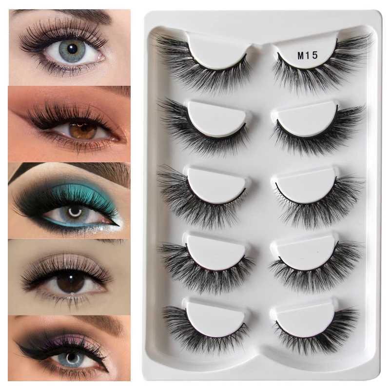New 3/5 pairs of natural fake eyelashes cartoon eyelashes 3D artificial mink eyelashes soft natural reality cat/fox eyelash extension W240803