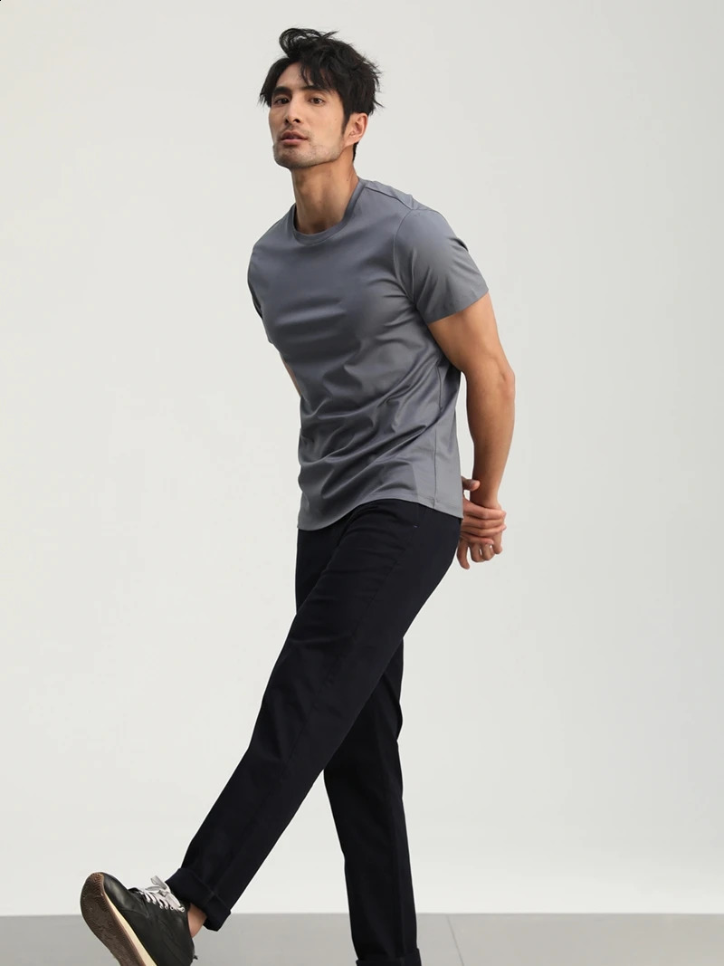 SuyaDream Mens Solid Tee Cotton Silk Blend Plain O neck Short Sleeved Cozy T Shirts Summer Simple Chic Top White Black 240816