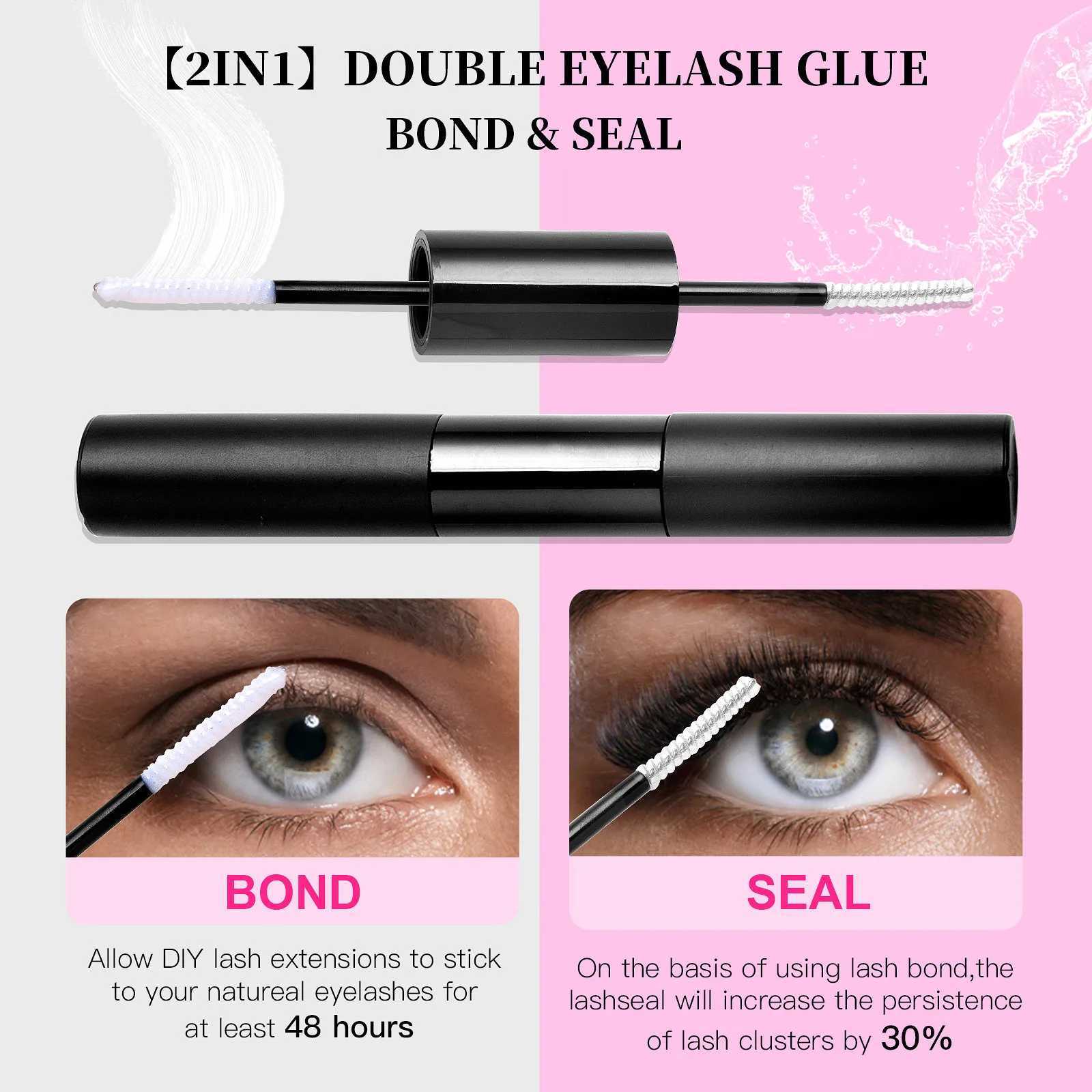 120pcs DIY eyelash extension kit high-capacity personal eyelash cluster D curl 10-14mm mixed eyelash cluster with eyelash adhesive W240803