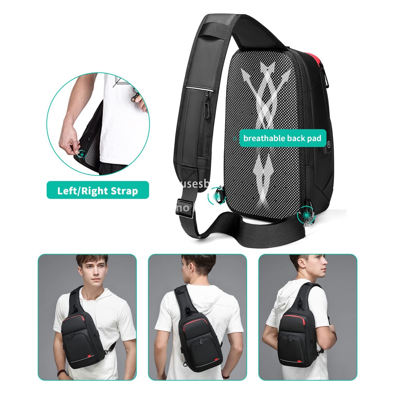 New fashion trend men's single shoulder bag outside large capacity crossbody bag cross-border daily commute portable chest bag men