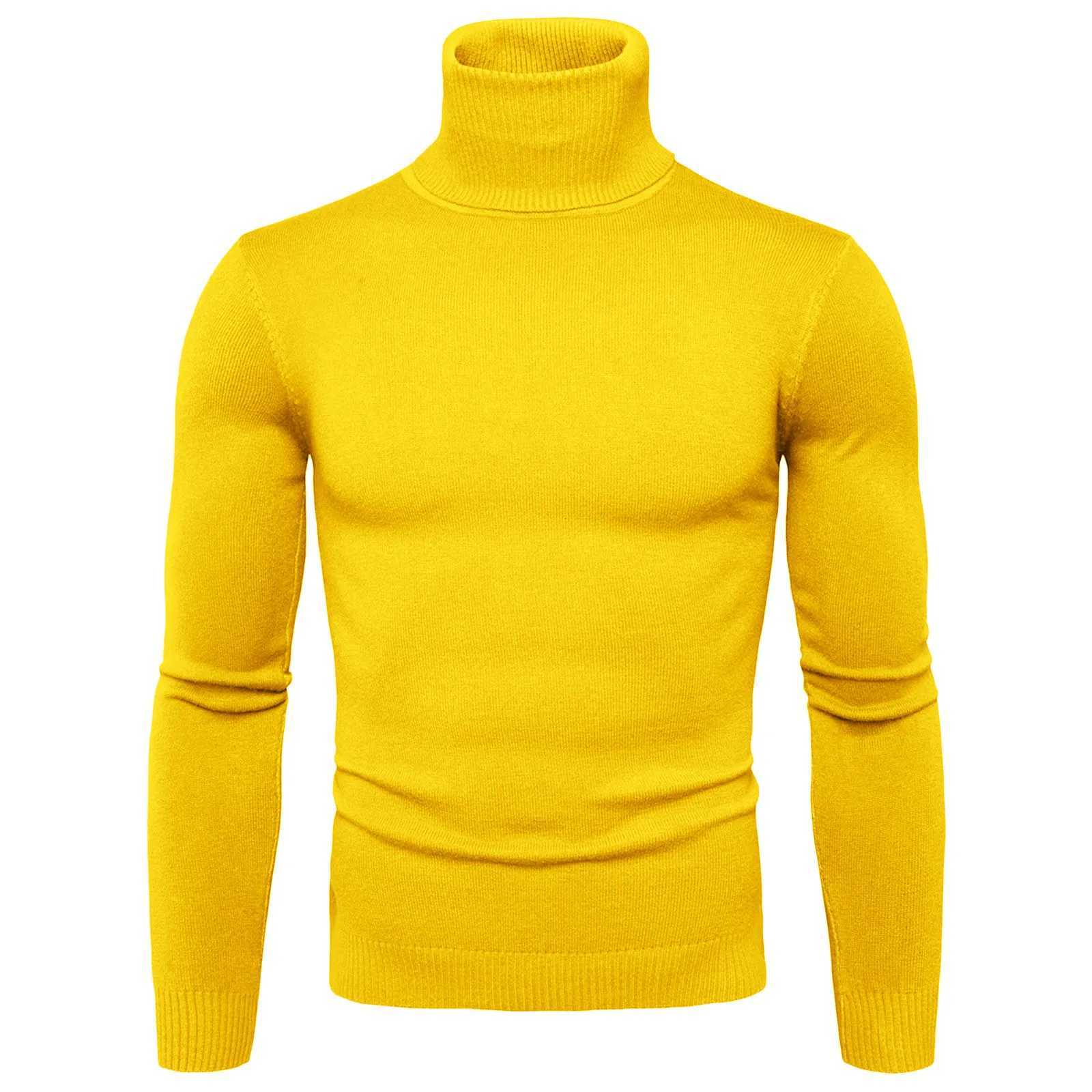 Mens Black Turtleneck Sweater Autumn Warm Solid Color Elastic Knitted Tops Long Sleeve Slim Theraml Underwear Tops Plus Size W250322