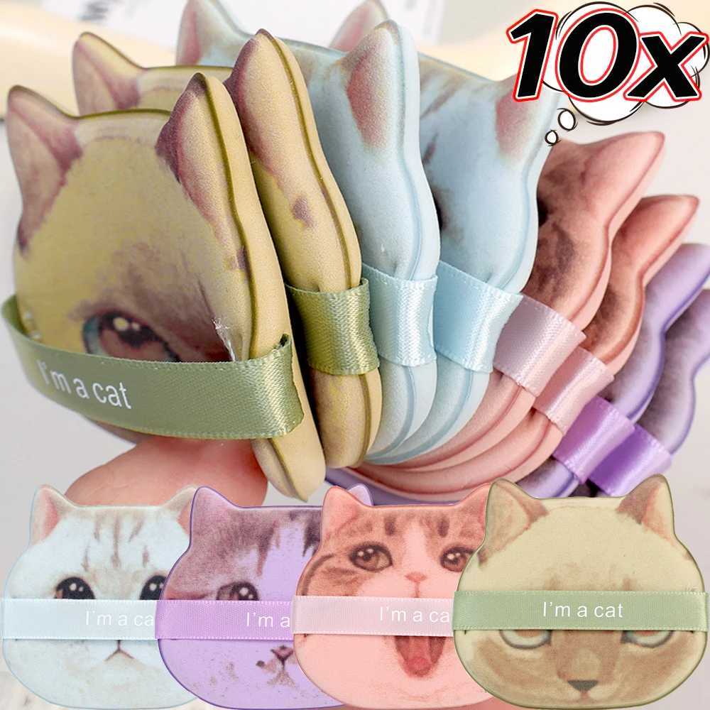 10PC Cute Cat Super Soft Cosmetics Puffs Set Dual-use Makeup Sponge Make Up for Women Powder Puff Korean Beauty Tools AccesoriesXJ240819