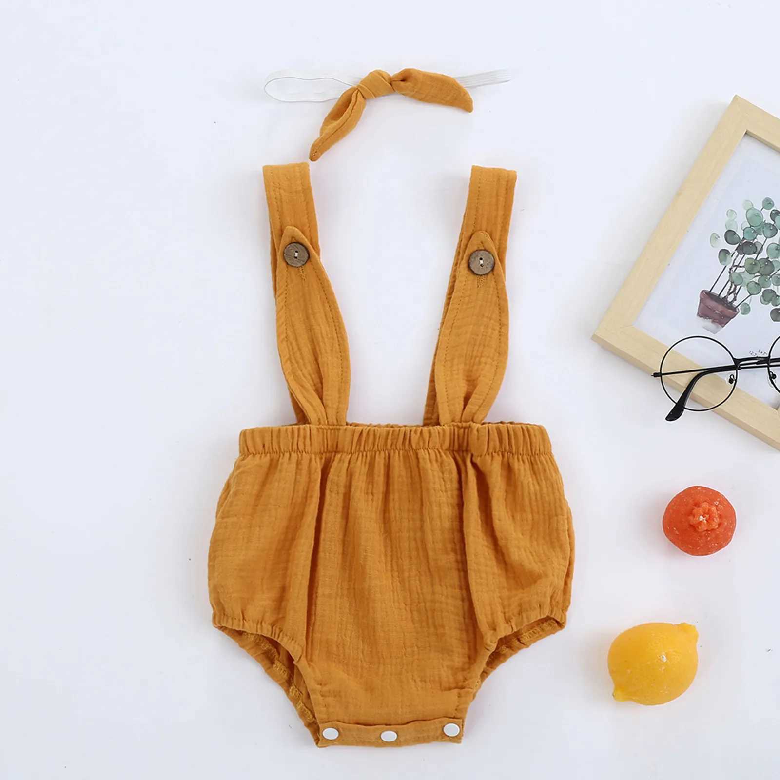 Boy jumpsuit button girl solid ear baby rabbit jumpsuit baby girl jumpsuit W240806