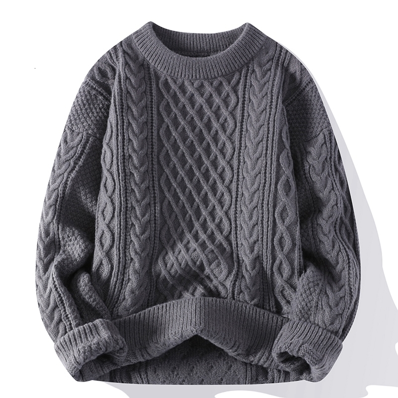 Autumn Winter Men Sweater Vintage O Neck Solid Color Mens Knitted Pullovers Loose Harajuku Mens Retro Knitting Pullover Sweaters 240816