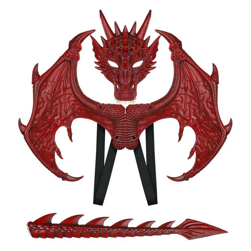 Creative Halloween Dragon Wings Mask Set Dragon Mask Costume Masquerade Cosplay Costume Props for Children Boys GirlsXJ240819