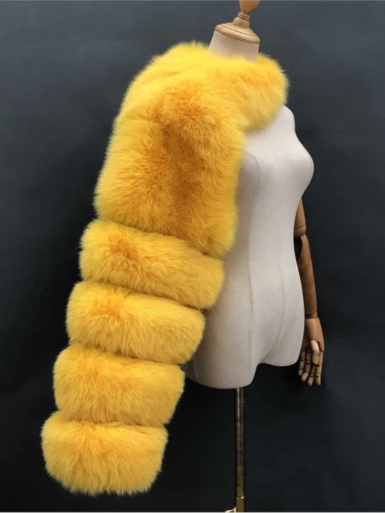 Fashion Spring High Quality Short Faux Fox Fur Coat Women One Shoulder Long Sleeve Warm Mink Jackets Furry Coat Femme Top 240816