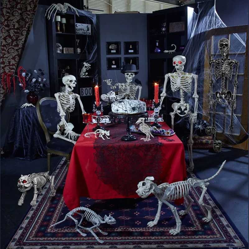 Skeleton Cat Kitten Lizard Bones Halloween Atmosphere Decoration Festival Supplies Creative Gift Human Skull Haunted House Decor CL240819