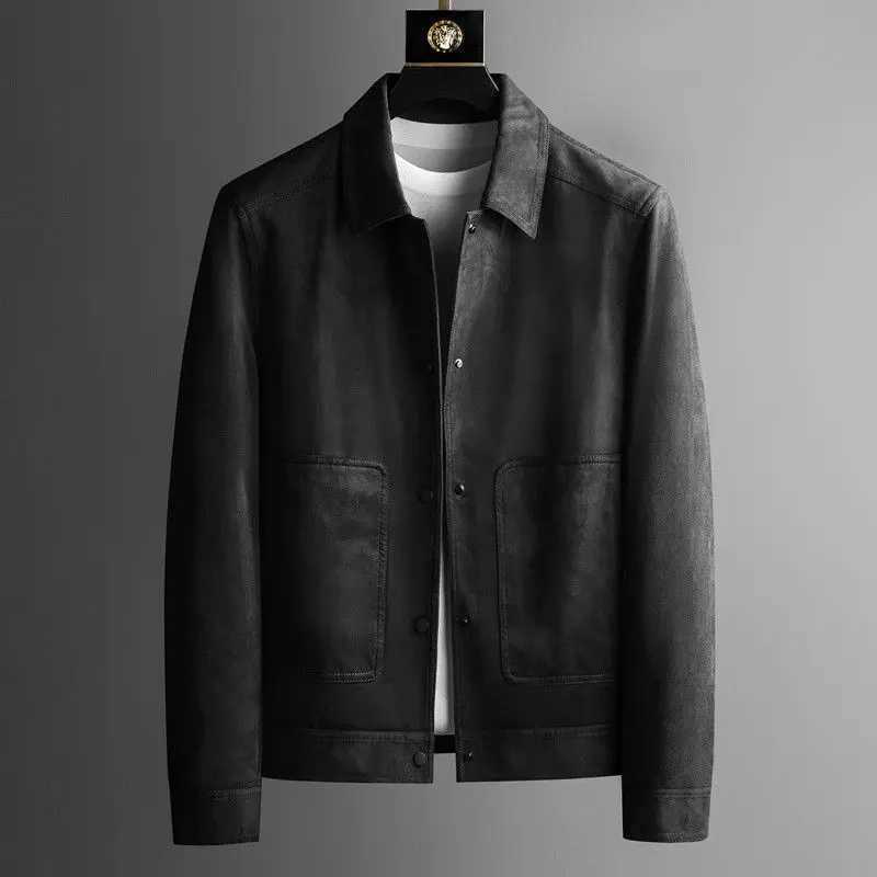 Designer jacket Autumn New Fashion Suede Jackets Men Clothing Turn Down Collar Slim Fit Casual Outwear Coats Single Breasted Chaqueta H70 M240819