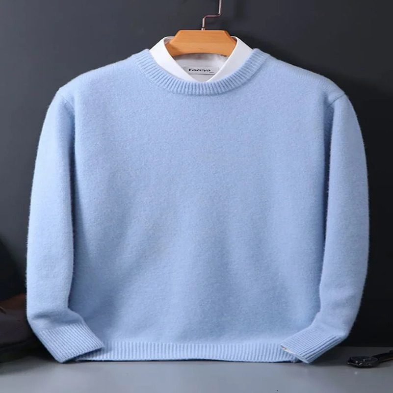 2024 Cashmere Sweater O-neck Pullovers Mens Loose Oversized M-3XL Knitted Bottom Shirt Autumn Winter Korean Casual Men Top 240816