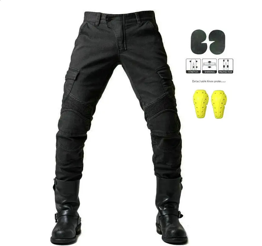Motorcycle Riding Jeans Anti-fall Pants Protective Pants 06 Black Green trousers Send Protective Gear Men 240812