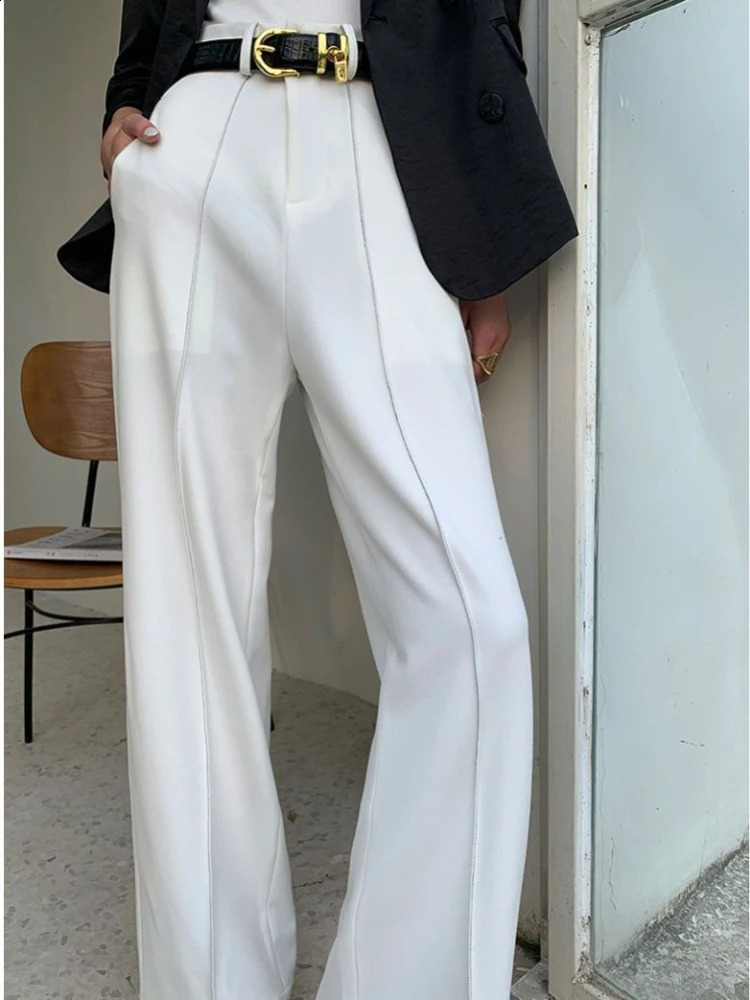Solid Womens Summer Pants High Waist Loose Wide Leg Pants Korean Fashion Straight Trousers Women High Street Suit Pants Female 240816