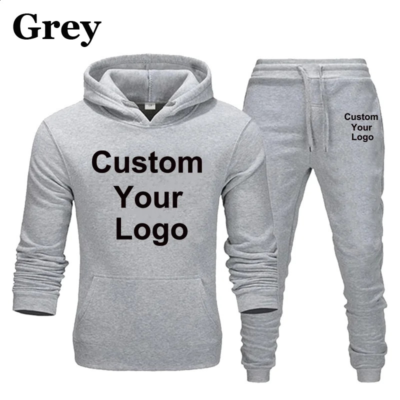 Custom Your Hoodies Pants 2Pcs/Sets Sweatshirt Sweatpants Male Gyms Fitness Tops Trousers Joggers Sportswear Tracksuits 240819