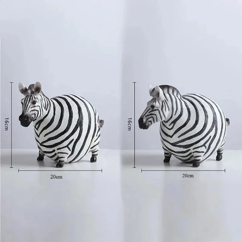 Nordic Creative Resin Cute Fat Zebra Figurine Animal Figurine Sculpture Study Ornaments Desktop Crafts Art Decoration Statue 240816