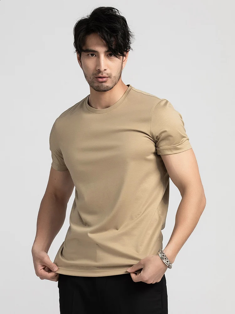 SuyaDream Mens Solid Tee Cotton Silk Blend Plain O neck Short Sleeved Cozy T Shirts Summer Simple Chic Top White Black 240816