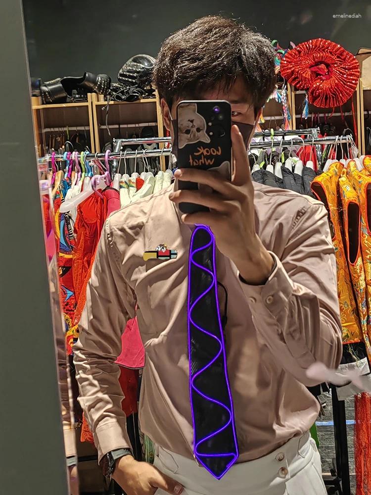 Bow Ties Halloween Costume Neck Tie Women Men Cothes Decor Accessory Glowing LED Light Up For Night Disco Dancing Performance