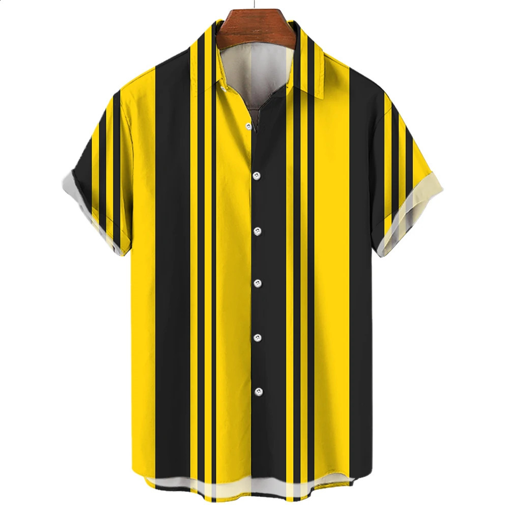 Hawaiian Stripes Simple Shirt For Mens Casual Fashion Streetwear Dazn Short Sleeve Breathable Top Clothing Harajuku Holiday 240816