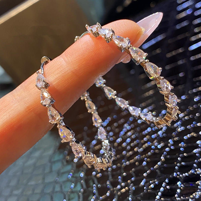 2024 Choucong Top Sell Clip Earrings Luxury Jewelry 925 Sterling Silver Water Drop 5A Cubic Zircon Party CZ Diamond Women Wedding Earbobs For Lover Gi