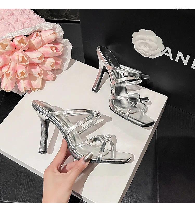 2025 S Fashion Designer Sandals Sexy Narrow Band Stiletto High Heels Woman Street Style Gladiator Buckle Strap Party Dress Shoes