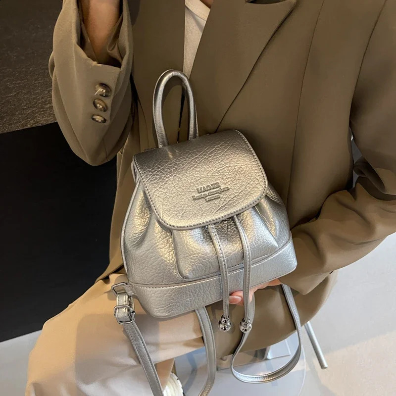 Womens Mini Shoulder Backpack Soft PU Leather Solid Color Shoulder Bags for Small Casual Bagpack Student School Backpacks 240816